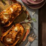 An aerial shot of Twice-Baked Butternut Squash with Brie