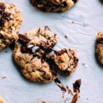 Chocolate Chips cookies on a baking sheet