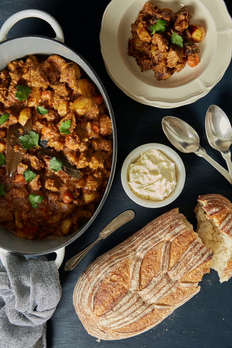 A delicious bowl of Irish Pub Curried Lamb Stew with tender lamb, vegetables, and rich flavors.