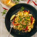 A plate of Thai inspired zucchini noodle stir fry