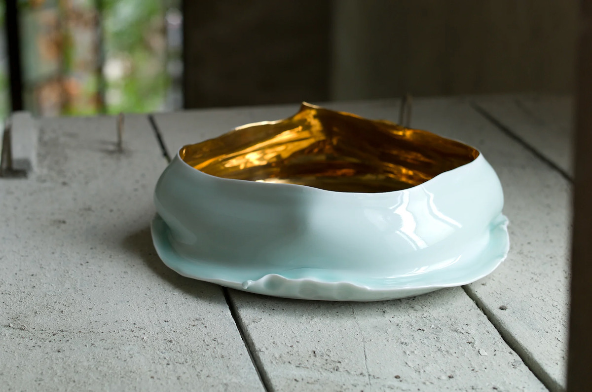 A Yasuda bowl with a gold interior