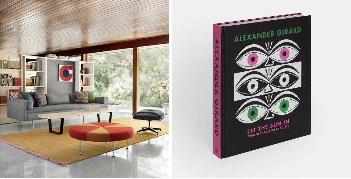 A room furnished by Alexander Girard, right: the new book 