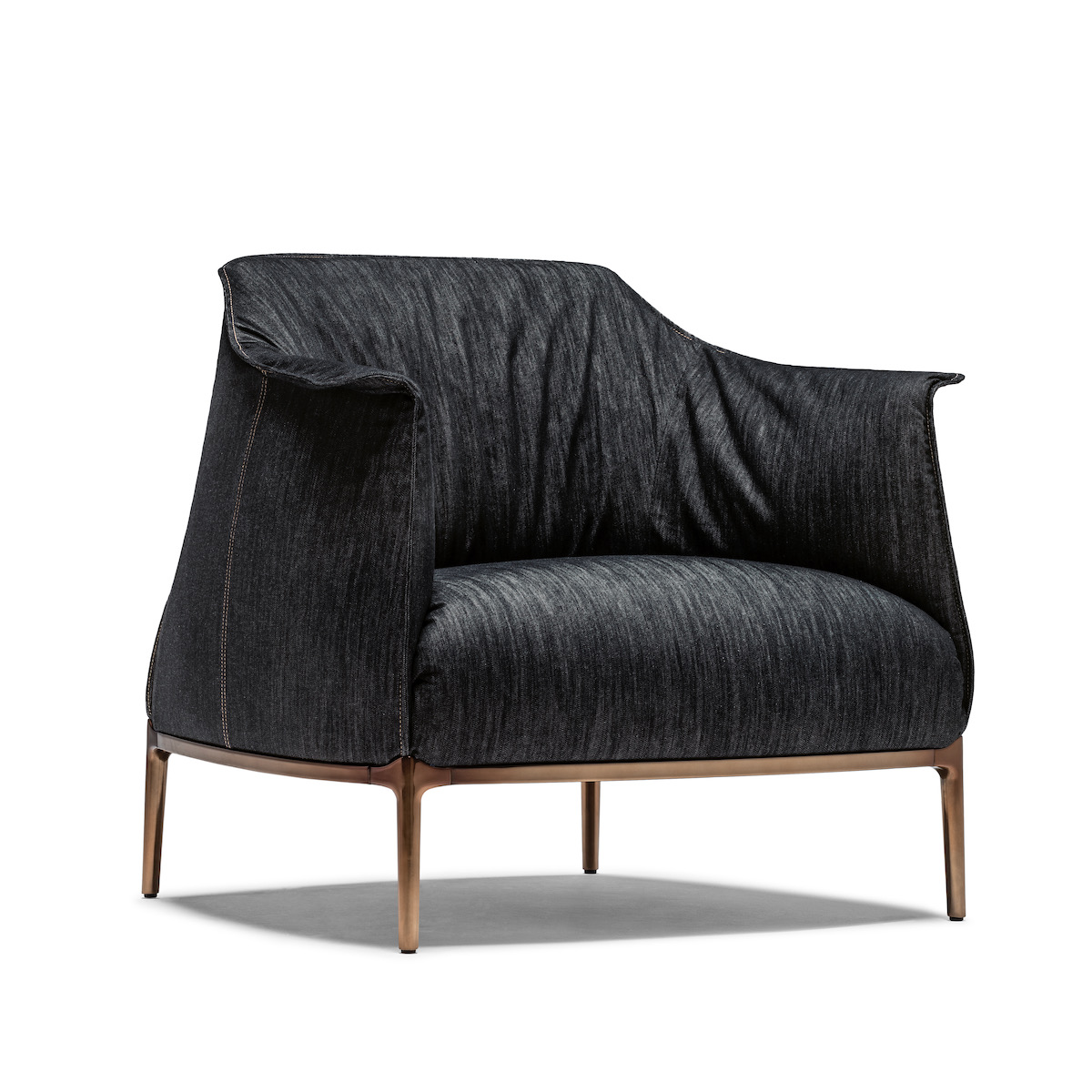 A black denim chair from Poltona Frau