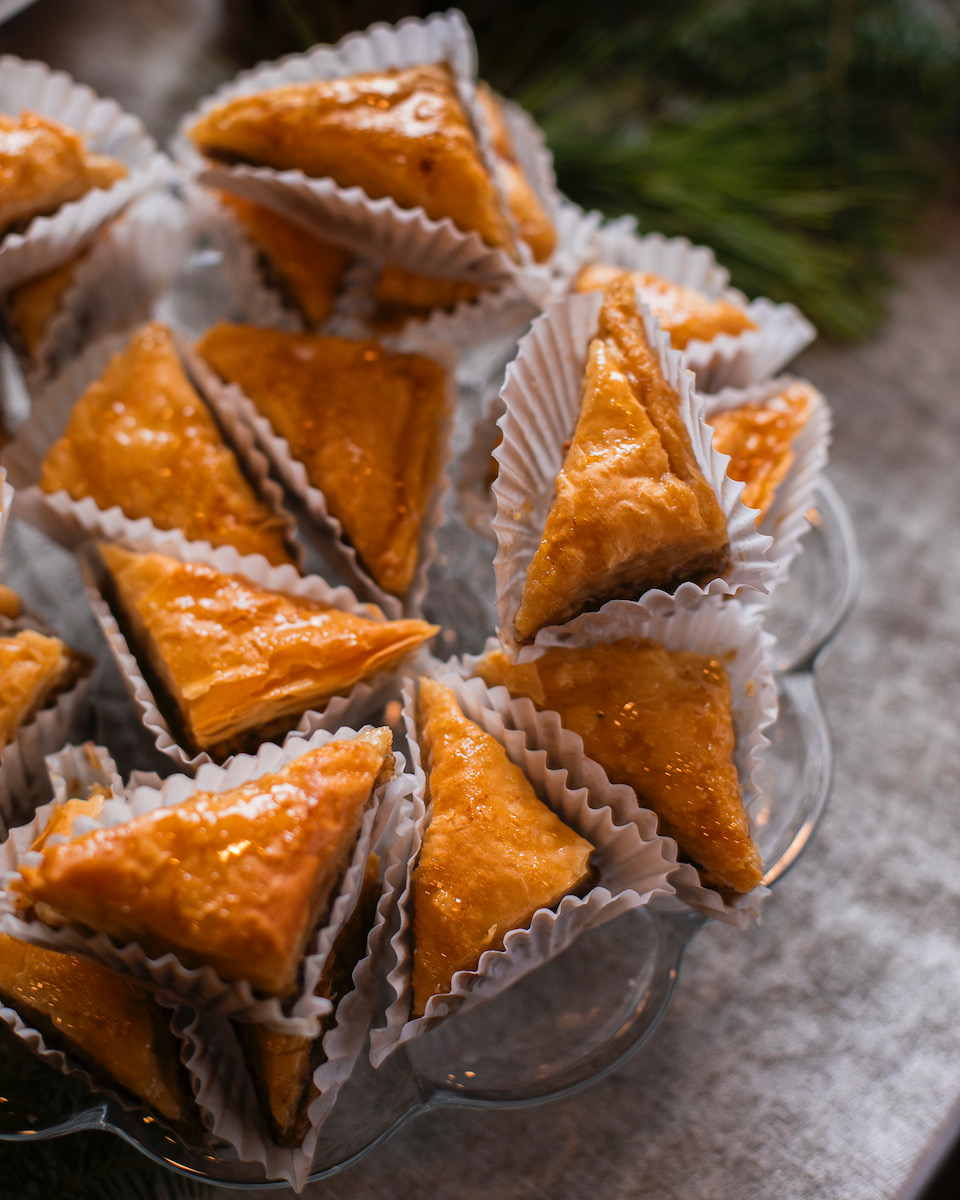 Baklava wrapped in white paper