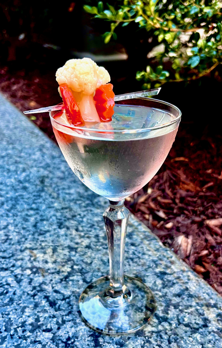 A giardineira cocktail outside of a fine dining restuarant