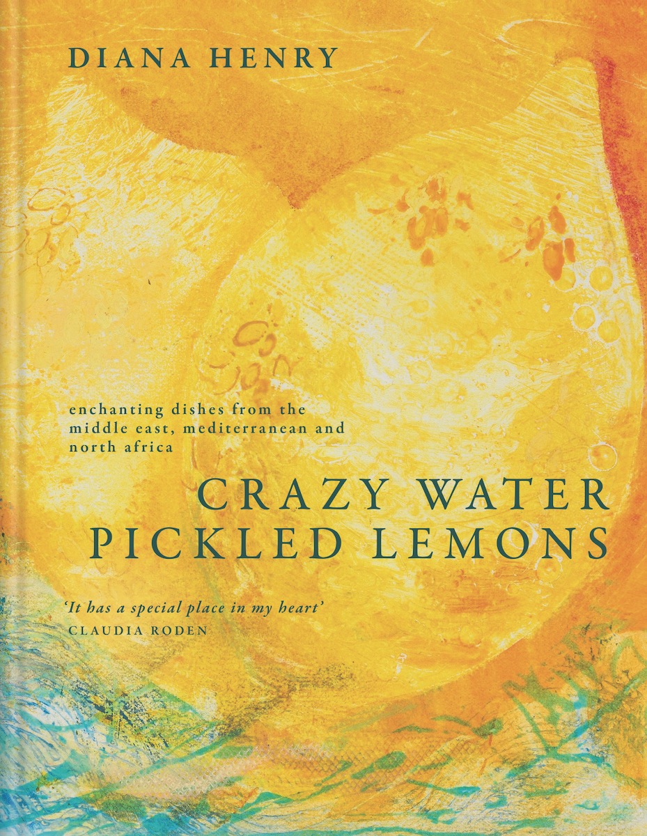 A yellow book cover for Crazy Water, Pickled Lemons 