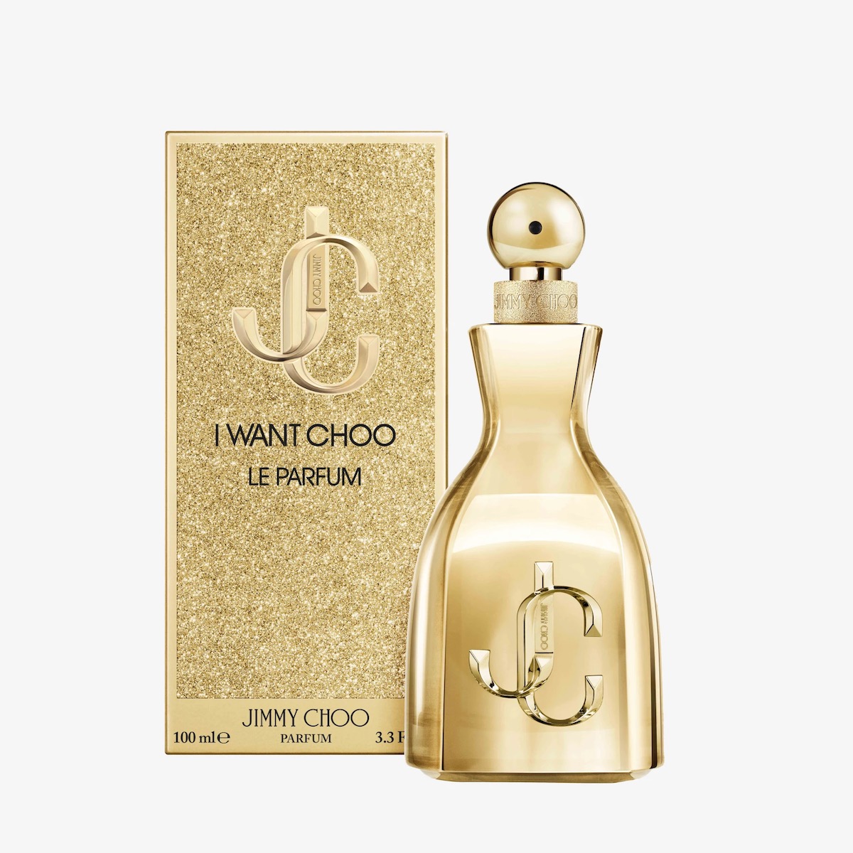 A golden bottle of I Want Choo by Jimmy Choo 