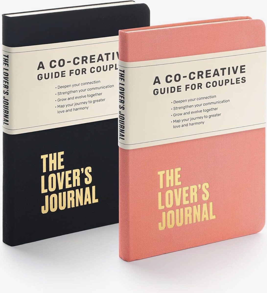 Two sets of journals, one black and one pink