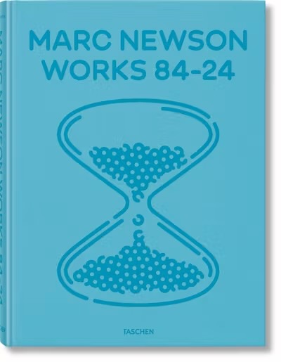 A blue book cover with an hourglass on it, by Marc Newsom 